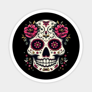 Dia de los muertos sugar skull flowers Magnet